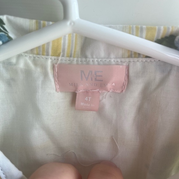 Milla & Emma Little Girls Yellow Floral Button Down Fit and Flare Dress Size 4T - Picture 4 of 7